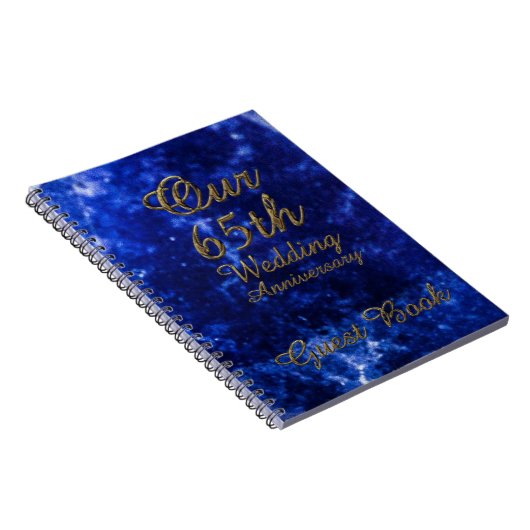 65e Jubileum voor bruiloft Guest Book Blue Sapphir Notitieboek (Rechterzijde)