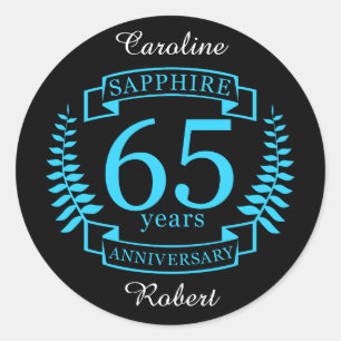 65e JUBILEUM voor weddenschappen SAPPHIRE Ronde Sticker