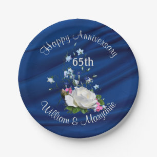 65e Jubileum White Rose Sapphire Blue Papieren Bordje