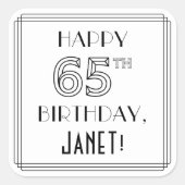 65E MAANDAG, Art Deco Style, aangepaste naam Vierkante Sticker (Voorkant)