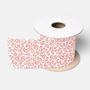 65e Moderne Willekeurige Nummer Patroon Koraal/Wit Lint