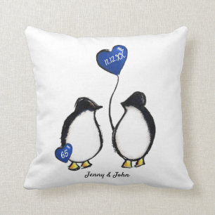 65e trouwdag pinguïn cadeau kussen