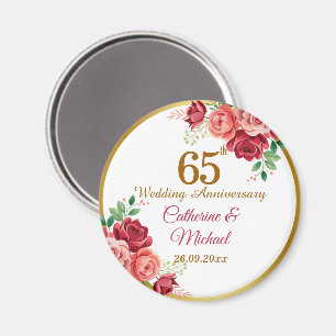 65e trouwjubileum gouden lijst bloemen magneet