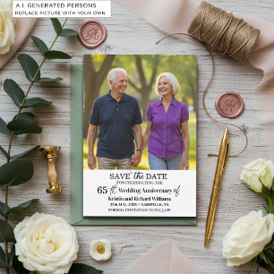 65e trouwjubileum Save the Date-foto Notitiekaartje