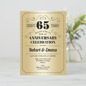 65e trouwjubileumfeest - Goud Zwart Kaart (Staand voorkant)