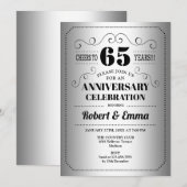 65e trouwjubileumfeest - Zilver Zwart Kaart (Voorkant / Achterkant)