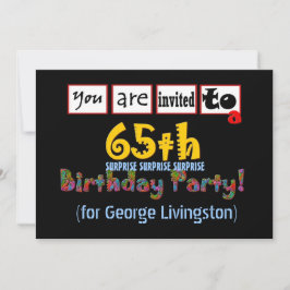 65e URPRISE Birthday Party Invitation Blue Kaart