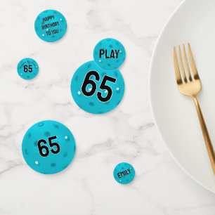 65e verjaardag Aqua Blue Pickleball Confetti
