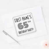 65e verjaardag: Art Deco Style + aangepaste naam Vierkante Sticker (Envelop)