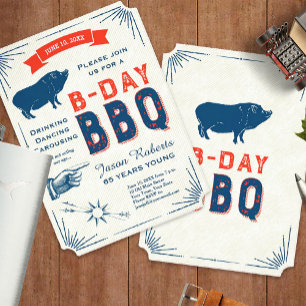 65e verjaardag BBQ-feest All American Vintage Kaart