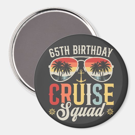 65E Verjaardag Cruise Squad Familie Matching Circl Magneet (Voorkant / Achterkant)