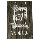 65e verjaardag: Fancy, Faux Wood Kijk + Aangepaste Medium Cadeauzakje (Achterkant)