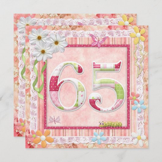 65e verjaardag feest scrapbooking stijl kaart (Voorkant / Achterkant)
