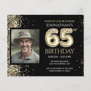 65e verjaardag foto gouden ballon papier blad