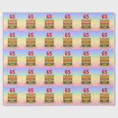 65e verjaardag: Fun Cake and Candles + Custom Name Cadeaupapier (Vlak)