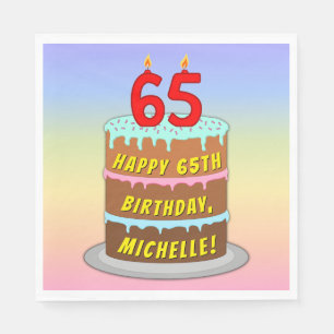 65e verjaardag: Fun Cake and Candles + Custom Name Servet