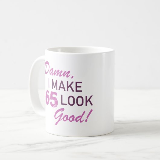 65e verjaardag Humor Koffiemok (Voorkant links)