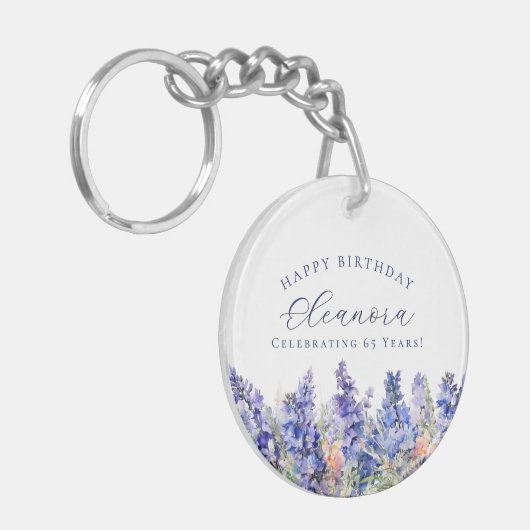 65e Verjaardag Juli Geboorte Bloem Gift Custom Sleutelhanger (Voorkant Links)