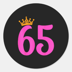 65e verjaardag kroon 65 jaar oud verjaardagsfeestj ronde sticker