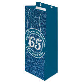 65e verjaardag met naam, leeftijd en datum wijn cadeautas (Achterkant Gekanteld)