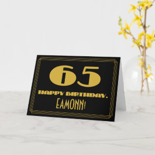65e verjaardag: naam + Art Deco geïnspireerd look Kaart