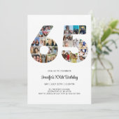 65e verjaardag nummer 65 aangepaste foto collage kaart (Staand voorkant)