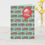 65e verjaardag ouderwetse groene postzegels kaart (Gele Bloem)