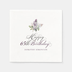 65e verjaardag Paarse Lila Spring Flower Cocktail Servet