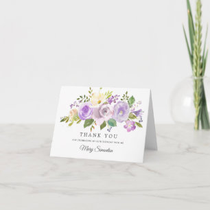 65e verjaardag Pretty Purple Roos Bloemig Bedankkaart
