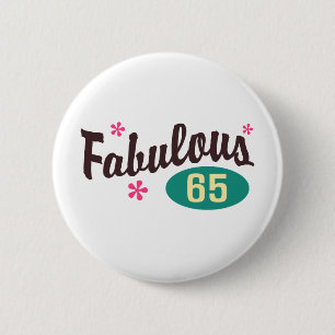 65e verjaardag ronde button 5,7 cm