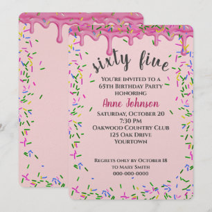 65e verjaardag roze ijsjes en strooisel kaart