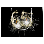 65e verjaardag Sparklers op zwart Groot Cadeauzakje (Achterkant)