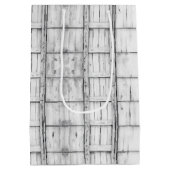 65e verjaardag symmetrisch rustiek houtpatroon medium cadeauzakje (Achterkant)