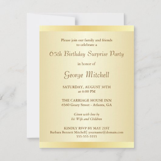 65e verjaardag Uitnodigingen van de Verzekeringspa (Achterkant)