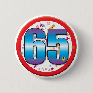 65e verjaardag v2 ronde button 5,7 cm