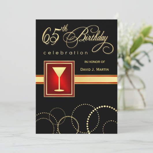 65e verjaardag van uitnodigingen (Staand voorkant)