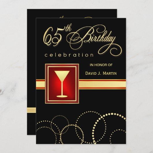 65e verjaardag van uitnodigingen (Voorkant / Achterkant)