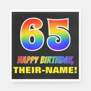 65e verjaardag: Vet, vun, eenvoudig, regenboog 65 Servet