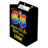 65e verjaardag: Vuurwerk Fun Pattern + Regenboog 6 Medium Cadeauzakje (Achterkant Gekanteld)