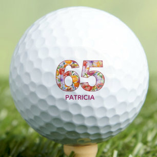 65e verjaardagscadeau bloem nummer - 65 jaar sport golfballen