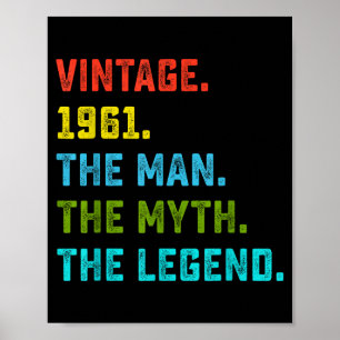 65e verjaardagscadeau man mythe legende geboren in poster