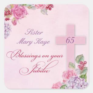65ste Jubileum van het religieuze leven katholieke Vierkante Sticker