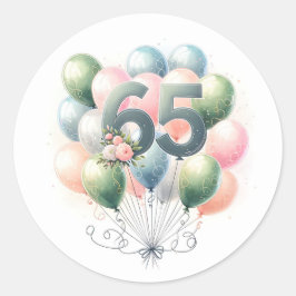 65ste verjaardag ballonnen stickers