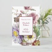 65ste verjaardag Floral Kaart (Staand voorkant)