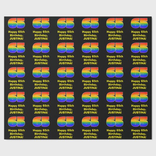 65ste verjaardag: Leuke, kleurrijke regenboog geïn Cadeaupapier (Zoom)