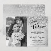 65ste verjaardag met foto - Zilver Kaart (Voorkant / Achterkant)