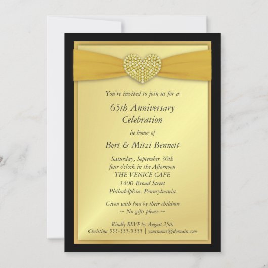 65ste verjaardag - Nep zak - Aangepaste uitnodigin Kaart (Achterkant)