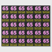 65ste verjaardag: roze strepen en harten "65" + na cadeaupapier (Vlak)