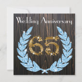 65ste verjaardag | saffier, rustiek hout en goud kaart (Voorkant)