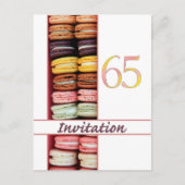65ste verjaardag uitnodiging macaron (Voorkant)